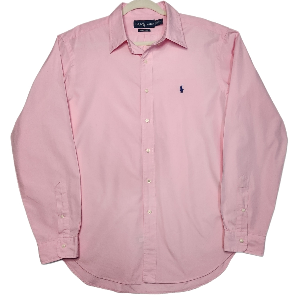 Ralph Lauren Classic Fit Long Sleeve Button Down Shirt Pink Spring Men's Large